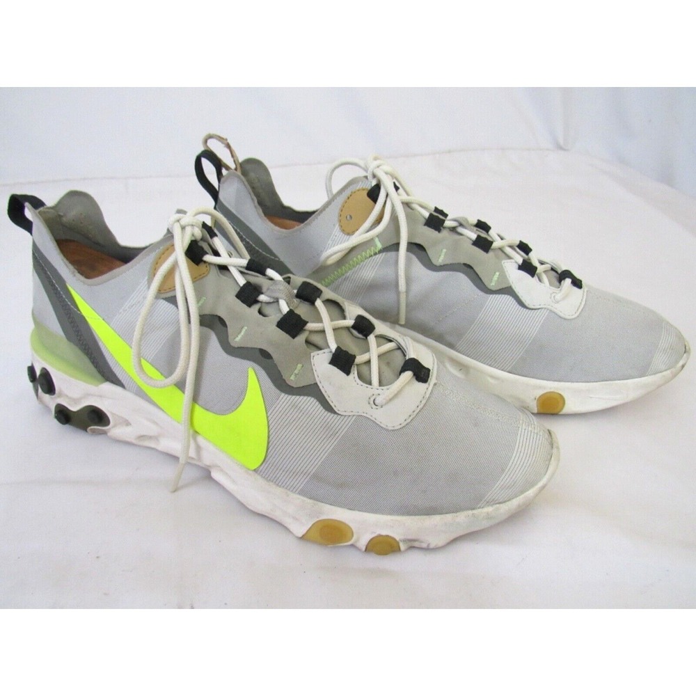 Nike React Element 55 Cargo Volt Gray Running Sneakers BQ6166-009 size 12